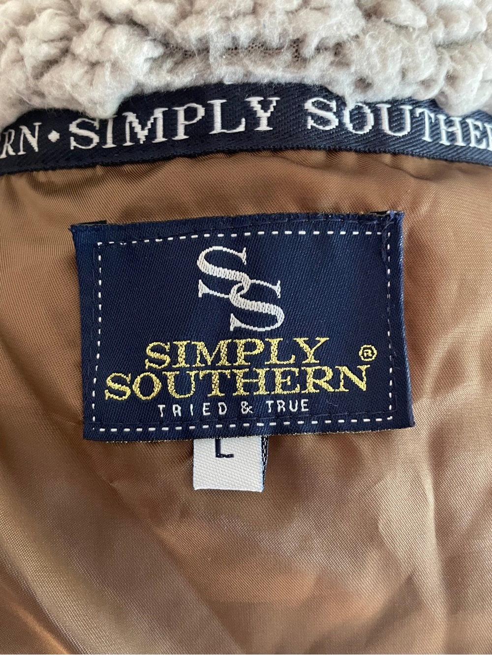 SIMPLY SOUTHERN Women's Brown Sherpa Fleece Vest Full Zip Cozy Outerwear Size L - Picture 13 of 14